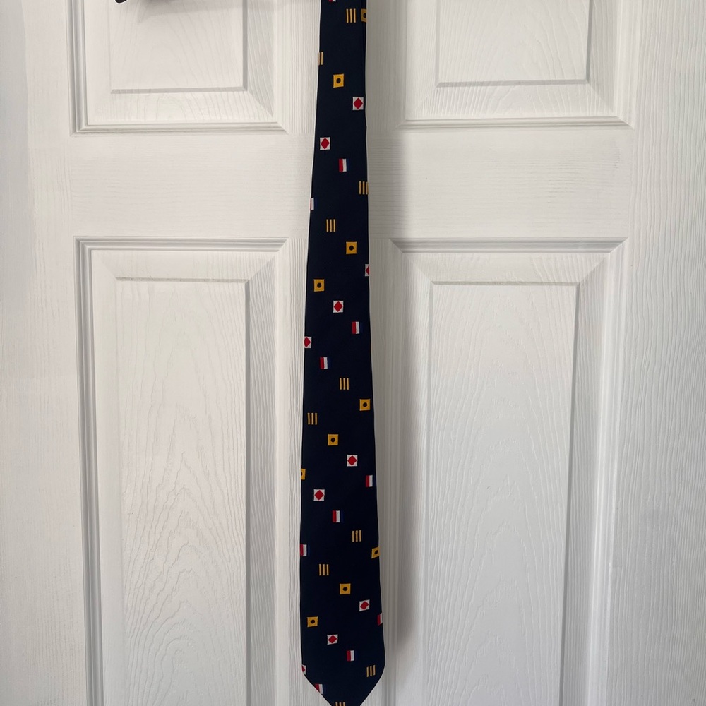 Vintage Nautical Patterned “Chris Craft” Men's Tie - Navy and Yellow